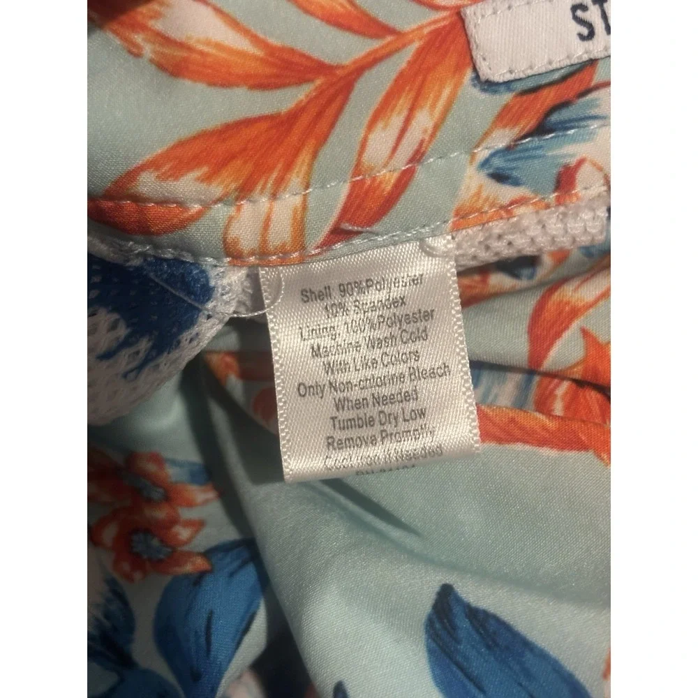 Crown‎ and Ivy Swim Trunks Men's XL Mesh Lined Board Shorts Blue Palm Trees